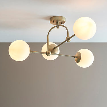 Shackleton 4 Light Semi Flush Antique Brass