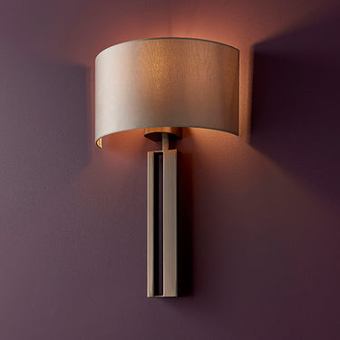 Linus Wall Lamp Brushed Bronze & Mink Satin Shade