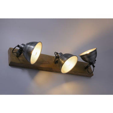 Retro 3 Light Ceiling/Wall Light Iron & Wood Finish