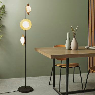 Ludo 3 Light Floor Lamp Gold & Dark Bronze with Opal Glass