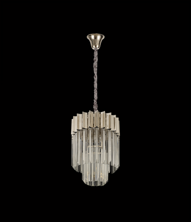 Pallas 4 Light Pendant Polished Nickel & Clear Sculpted Glass