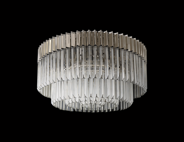 Pallas 12 Light Flush Polished Nickel & Clear Sculpted Glass