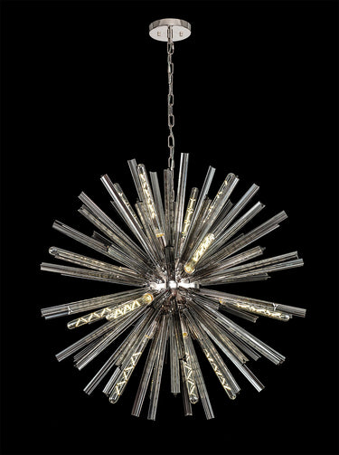 Rigel 16 Light Polished Nickel and Smoked Glass