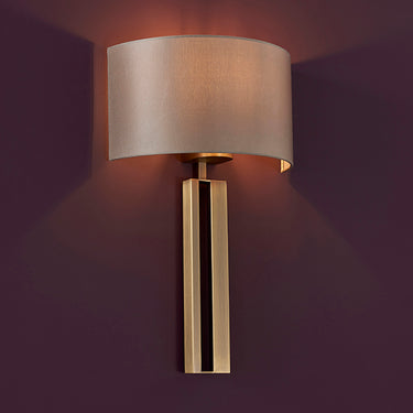 Linus Wall Lamp Antique Brass & Mink Satin Shade
