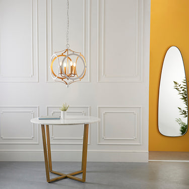 Portus 4 Light Pendant Matt White & Matt Gold