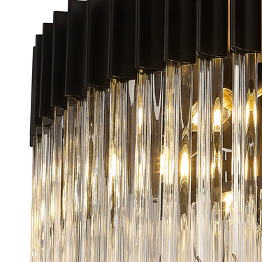 Pallas 12 Light Flush Matt Black & Clear Sculpted Glass