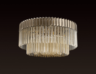Pallas 12 Light Flush Polished Nickel & Cognac Sculpted Glass