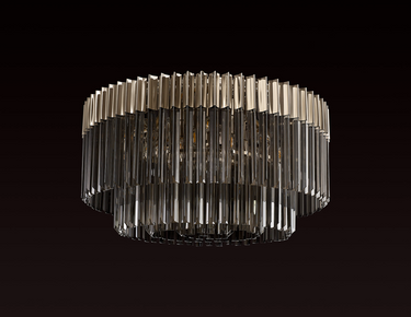 Pallas 12 Light Flush Polished Nickel & Smoked Sculpted Glass