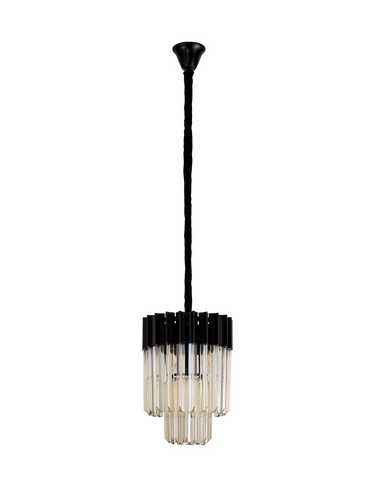 Pallas 4 Light Pendant Matt Black & Cognac Sculpted Glass