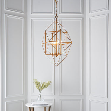 Pullman 4 Light Pendant Antique Gold & Silver Leaf