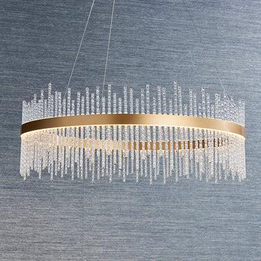 Scintilla LED Pendant Brushed Gold & Clear Textured Glass