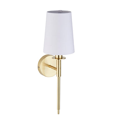 Cort Wall Lamp Satin Brass with Vintage White Shade