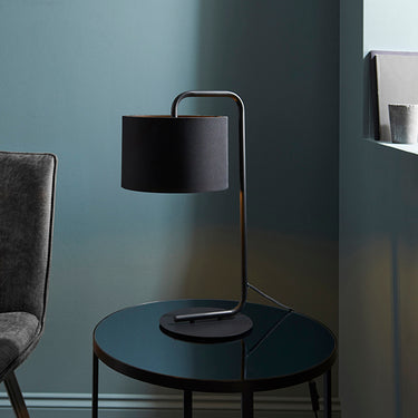 Consort Table Lamp Satin Black & Black Shade