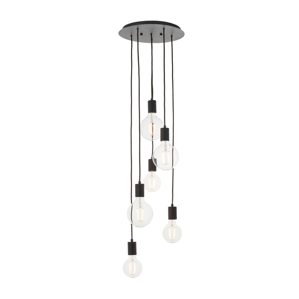 6 Light Spiral Pendant Matt Black