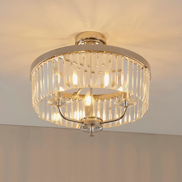 Grace 3 Light Semi Flush Polished Nickel & Clear Cut Crystal