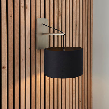 Tiller Wall Lamp Matt Nickel & Black with Black Shade