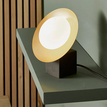 Ludo Table Lamp Gold & Dark Bronze with Opal Glass