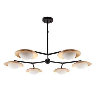 Ludo 6 Light Pendant Gold & Dark Bronze with Opal Glass