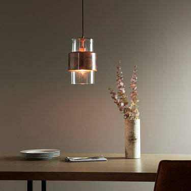 Cooper Single Pendant Copper Patina & Clear Glass
