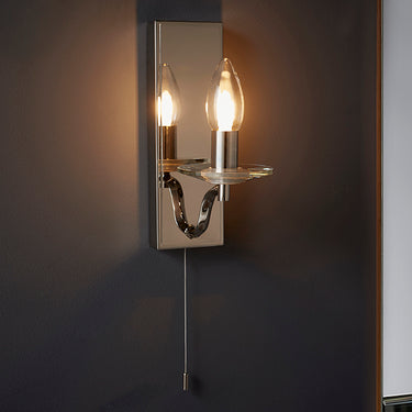 Uptown #2 Bathroom Wall Light Polished Nickel & Cut Crystal