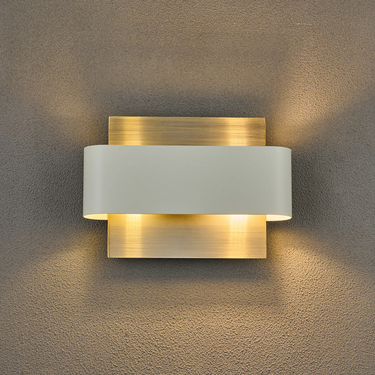 Caelis Wall Light Antique Brass & Beige
