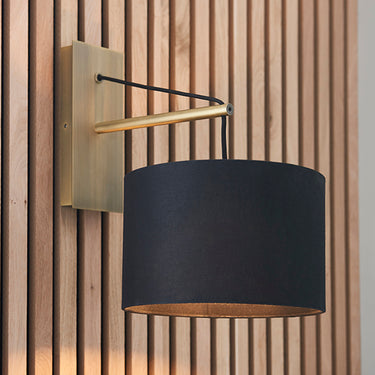 Tiller Wall Lamp Matt Brass & Black with Black Shade