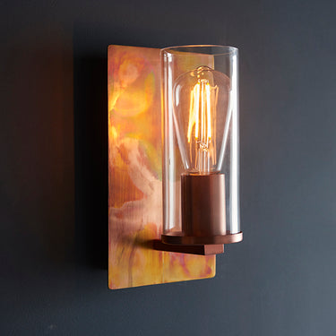 Cooper Wall Lamp Copper Patina & Clear Glass