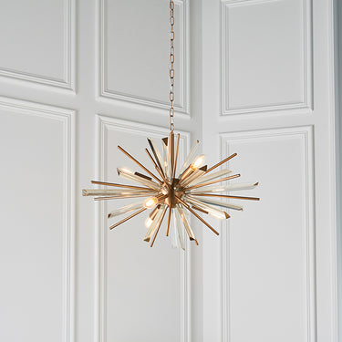 Harper 6 Light Glass Shard Pendant Antique Brass