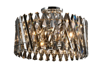 Nevarra 9 Light Polished Chrome & Smoked Crystal Dual Mount