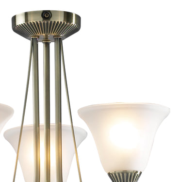Boston 3 Light Semi Flush Antique Brass