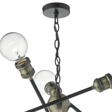 Brigade 6 Light Pendant Black & Antique Brass