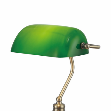 Classic Bankers Lamp Antique Brass & Green Shade