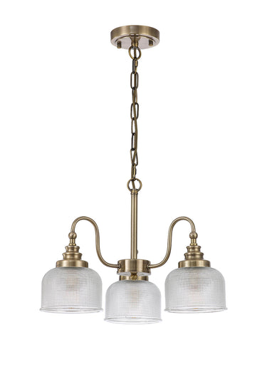 Bexley Pendant/Semi Flush 3 Light Antique Brass