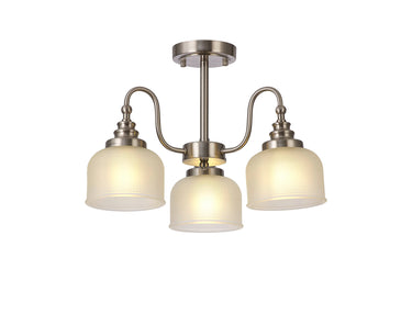 Bexley Pendant/Semi Flush 3 Light Satin Nickel