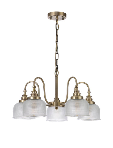 Bexley Pendant/Semi Flush 5 Light Antique Brass
