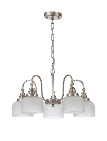 Bexley Pendant/Semi Flush 5 Light Satin Nickel