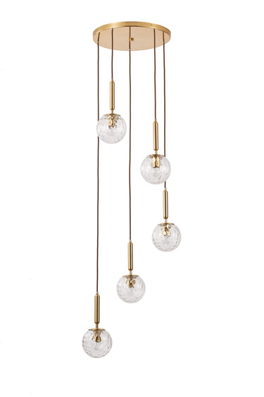 Borough 5 Light Spiral Pendant Brushed Brass