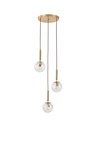Borough 3 Light Spiral Pendant Brushed Brass