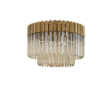 Pallas 7 Light Flush Brass & Cognac Sculpted Glass