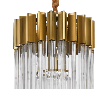 Pallas 4 Light Pendant Brass & Clear Sculpted Glass
