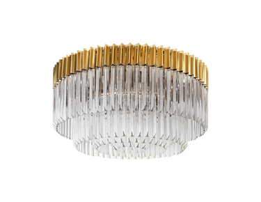 Pallas 12 Light Flush Brass & Clear Sculpted Glass