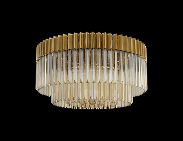 Pallas 12 Light Flush Brass & Cognac Sculpted Glass