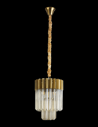 Pallas 4 Light Pendant Brass & Cognac Sculpted Glass