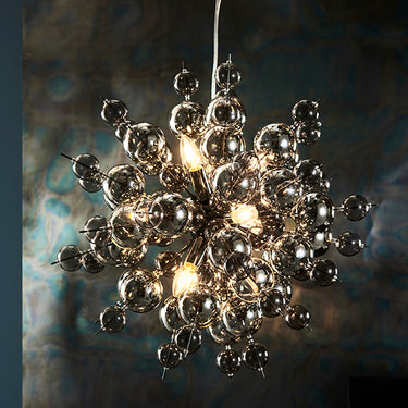 Rove 9 Light Pendant Black Chrome with Smoked Mirror Glass
