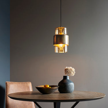 Cooper Single Pendant Brass Patina & Champagne Glass