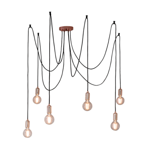6 Light Spider Pendant Copper