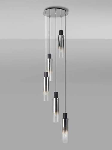 Manhattan 5 Light Spiral Slim Pendant Black