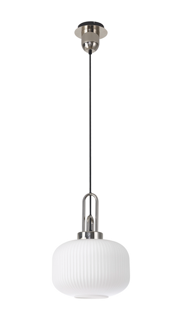 Arlington Opal Pumpkin Ribbed Glass & Polished Nickel Suspension