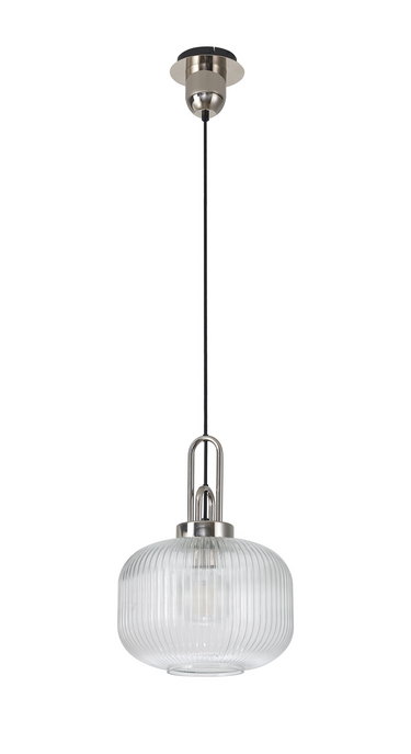 Arlington Clear Pumpkin Ribbed Glass & Polished Nickel Suspension
