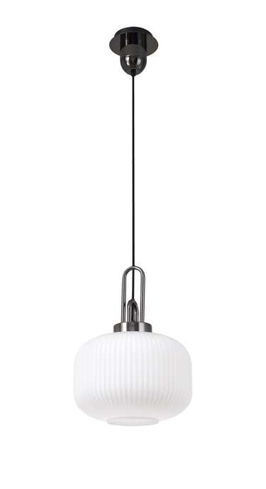 Arlington Opal Pumpkin Ribbed Glass & Black Chrome Suspension